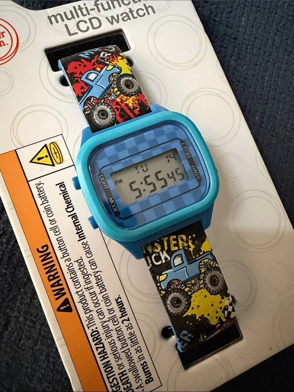 Wonder Nation LED dial kids digital watch (Monster Trucks print)